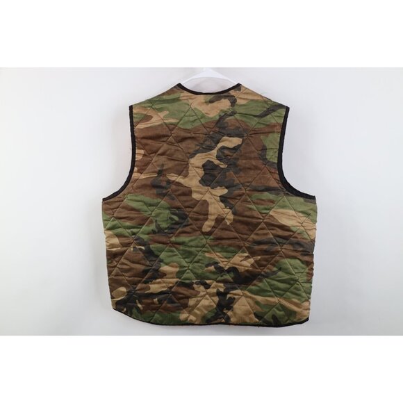 Vtg 70s Streetwear Mens Large Distressed Reversible Camouflage Vest Jacket USA - Picture 9 of 16
